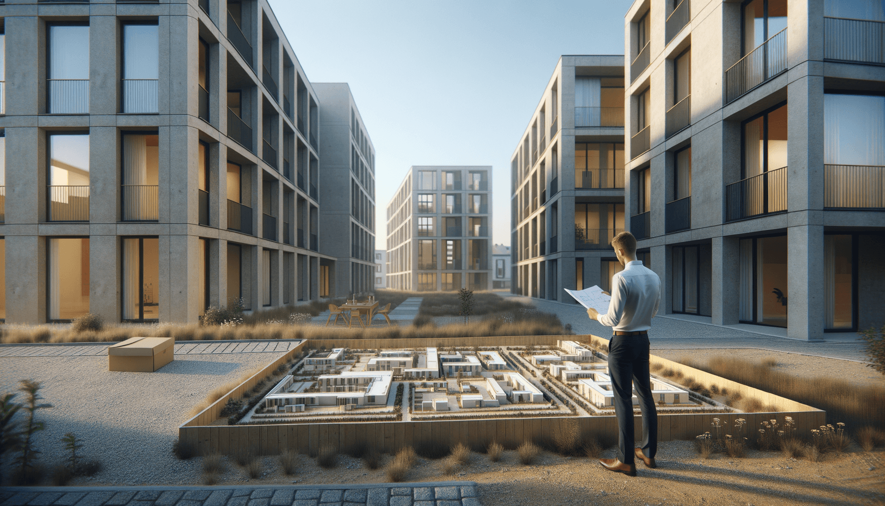 architect inspecting land plot