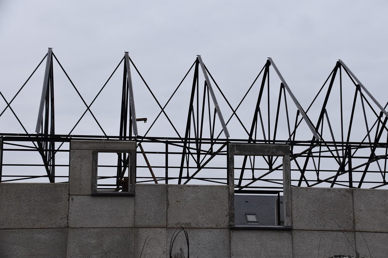 modern prefabricated house under construction